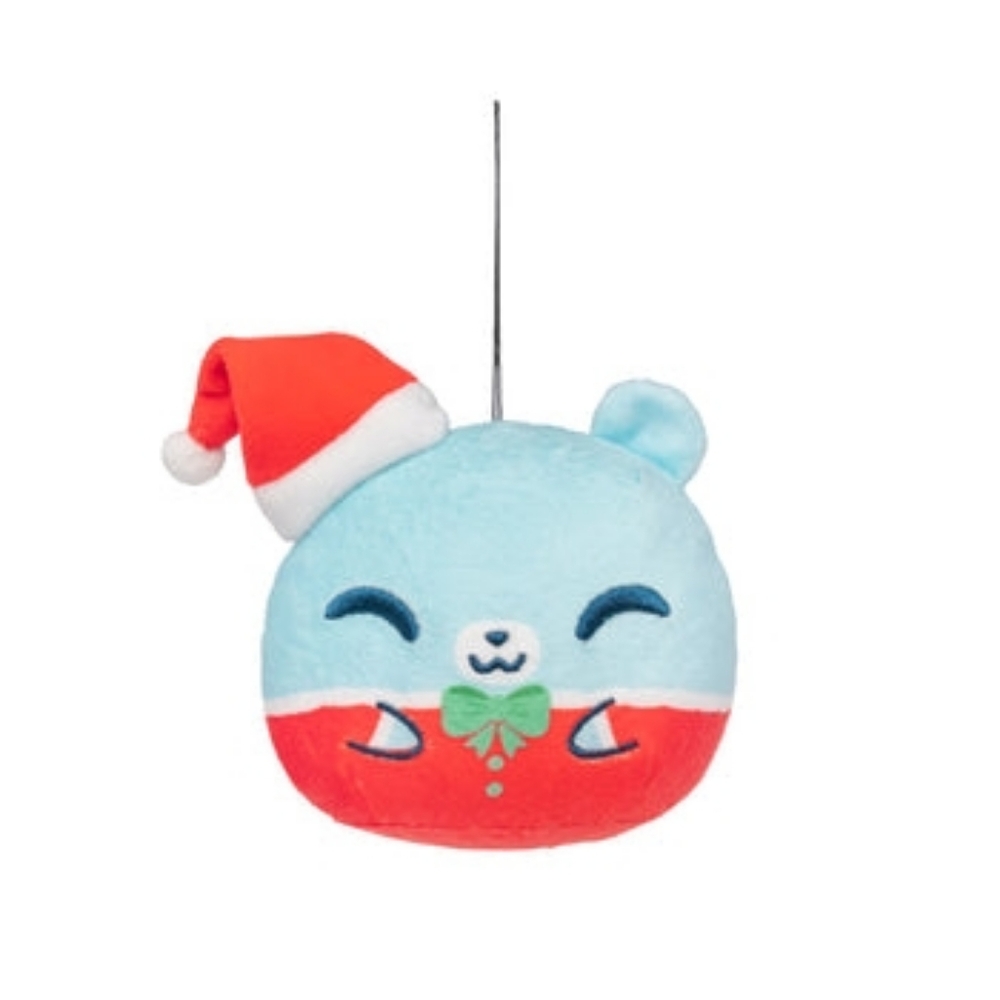 Tee Turtle Plush Blue Santa Bear Ornament